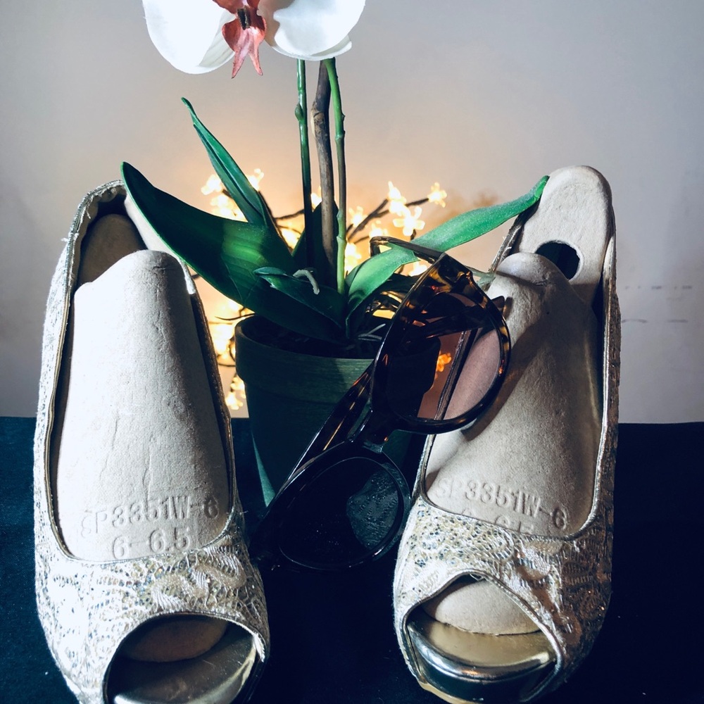 Silver High Heel Peep-Toe Shoes for Special Events